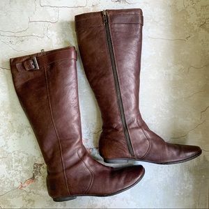 Born Brown Leather Side Zip Knee High Boots